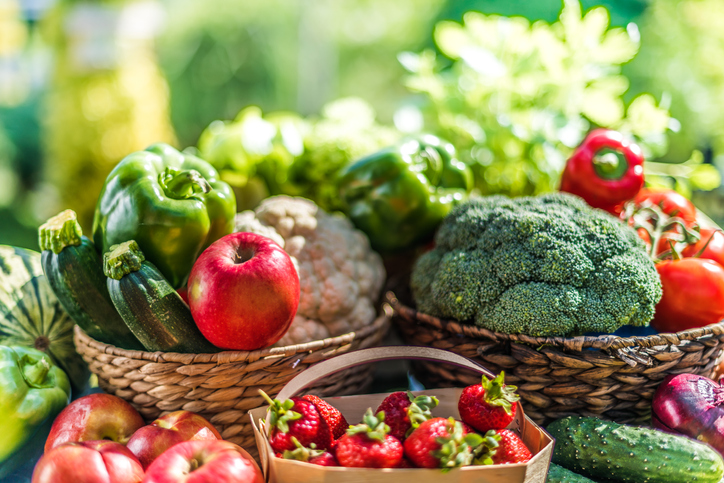 Variety of fresh vegetables and fruits